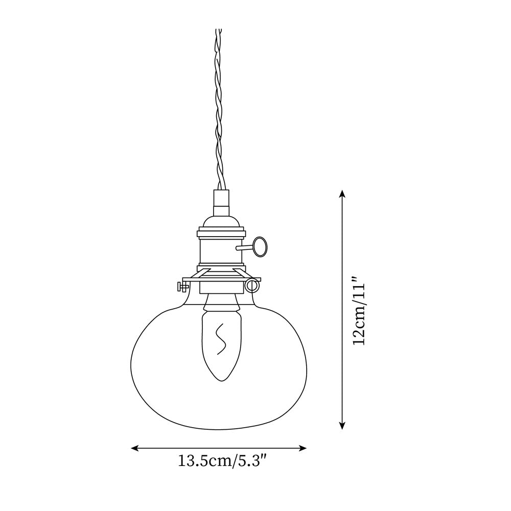 Clear Globe Hardwired Hanging Fixture Brass Metal Frame 6 Inch Adjustable Cord E26 Socket Kitchen Island Dining Room Vintage Industrial Ceil | Thomler