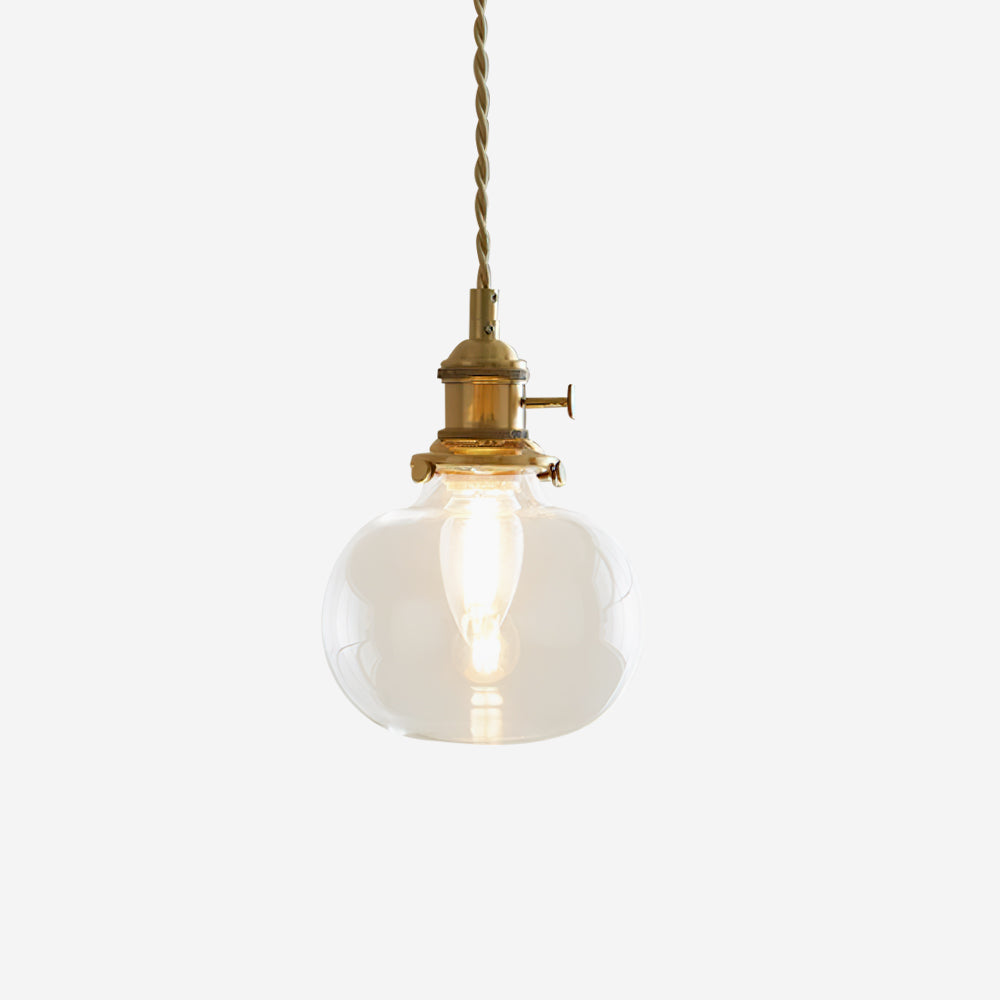 Clear Glass Drop Light Fixture with Brass Hardware 6-Inch Shade Adjustable Height Ceiling Lamp for Over Counter Islands Breakfast Nooks Dini | Thomler