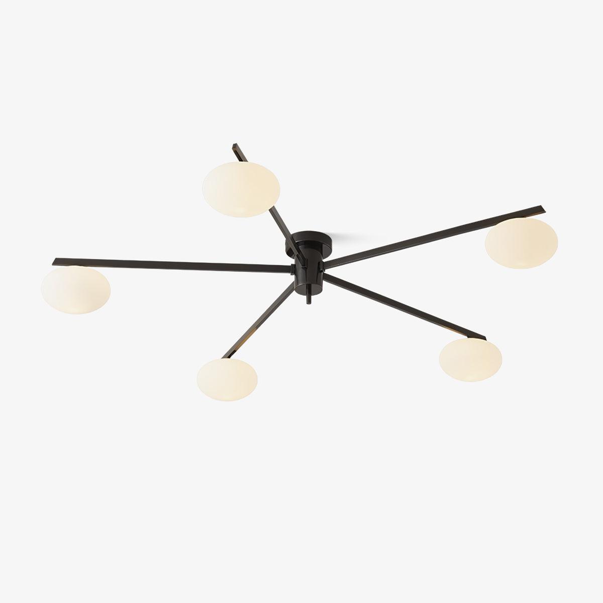 Lámpara de techo semiempotrada ajustable con brazos múltiples y globos esmerilados para comedor, cocina o sala de estar | Estructura en negro o latón, casquillo G9 | Thomler