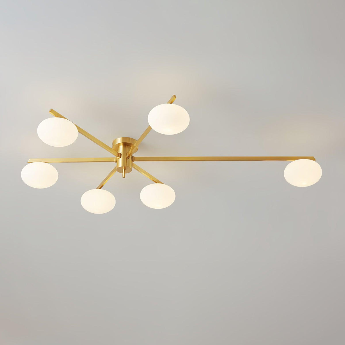 Lámpara de techo semiempotrada ajustable con brazos múltiples y globos esmerilados para comedor, cocina o sala de estar | Estructura en negro o latón, casquillo G9 | Thomler