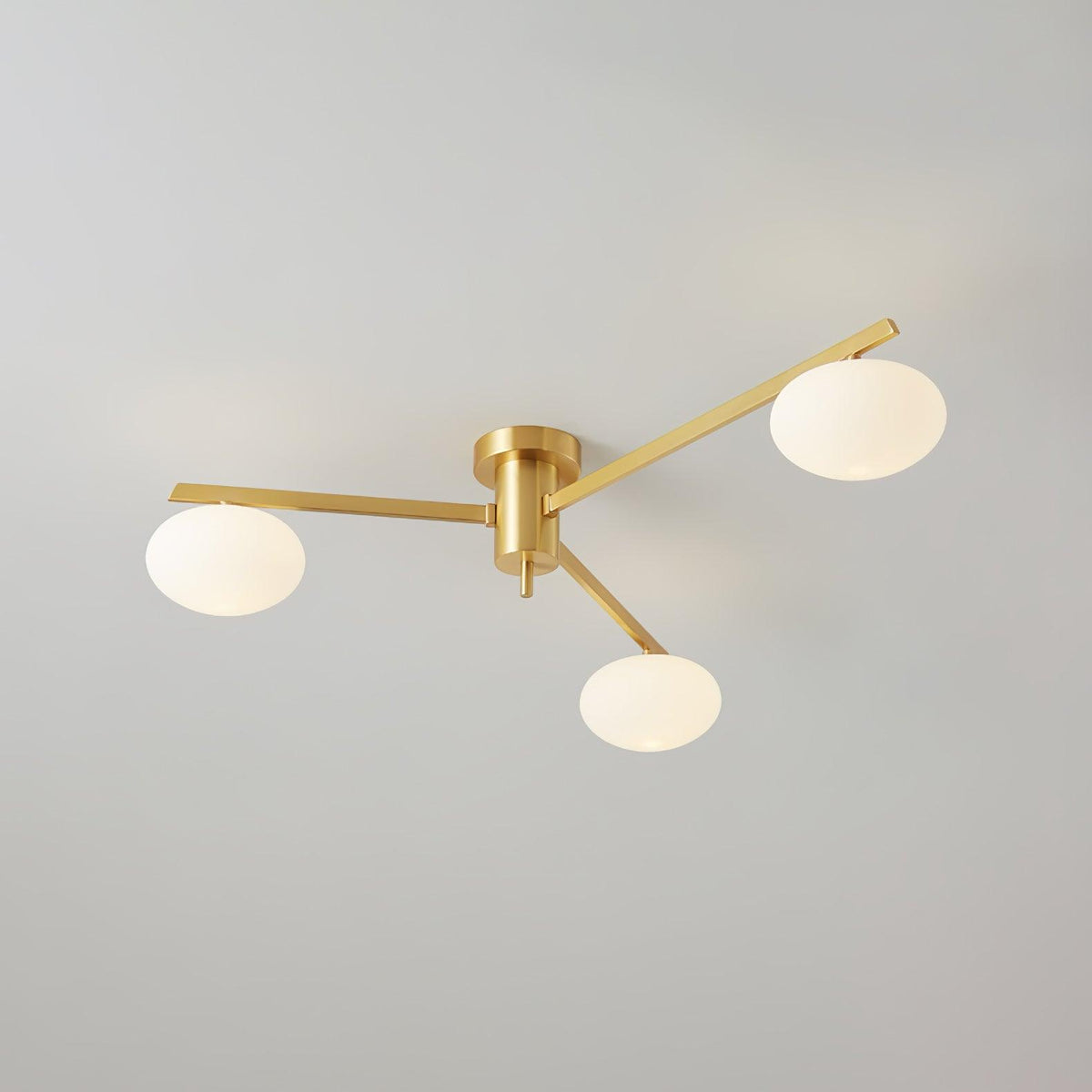Lámpara de techo semiempotrada ajustable con brazos múltiples y globos esmerilados para comedor, cocina o sala de estar | Estructura en negro o latón, casquillo G9 | Thomler