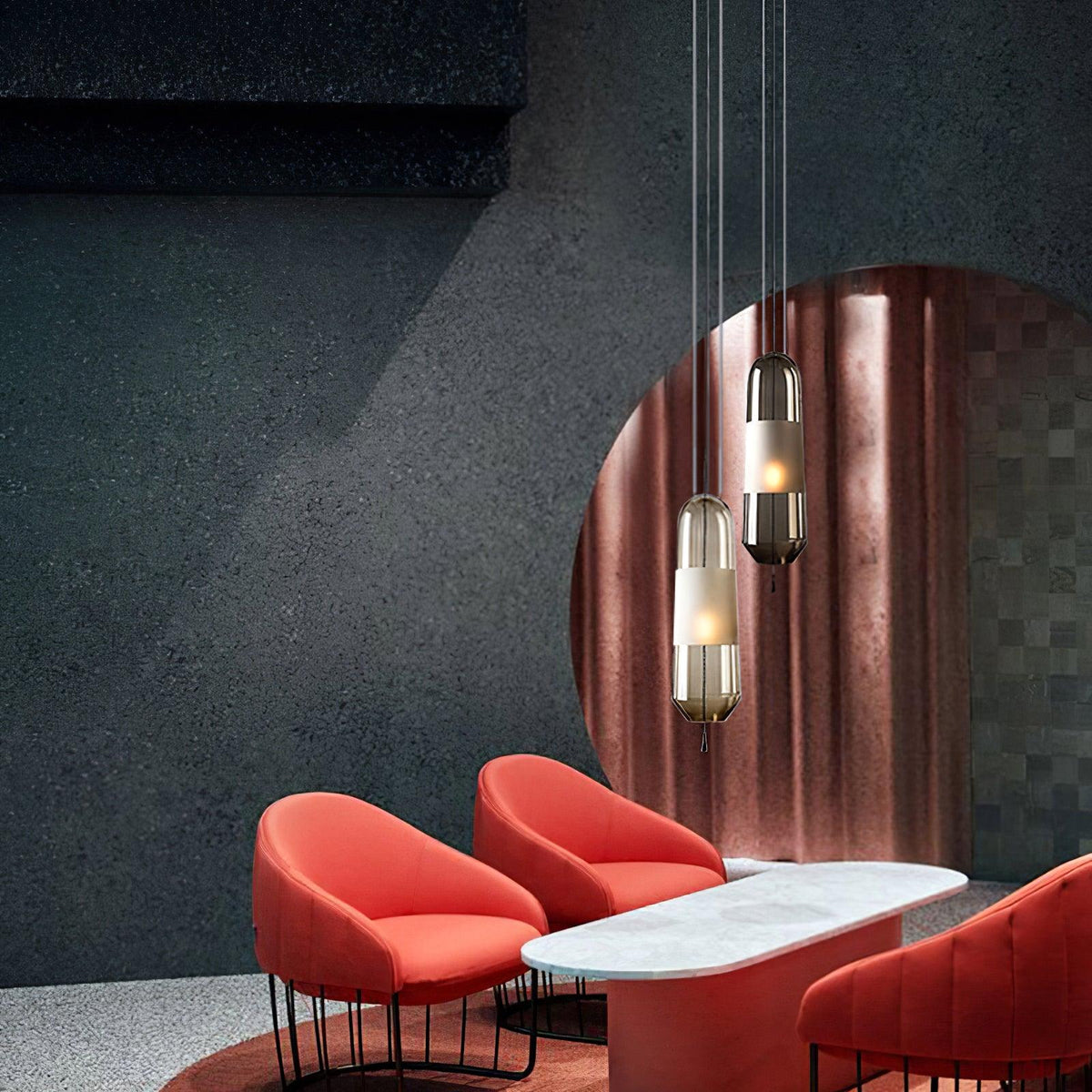 Lámpara colgante con pantalla de cristal, casquillo E14, para iluminación de isla de cocina y comedor, 5 pulgadas de ancho, cable ajustable de 15 pulgadas de caída | Thomler