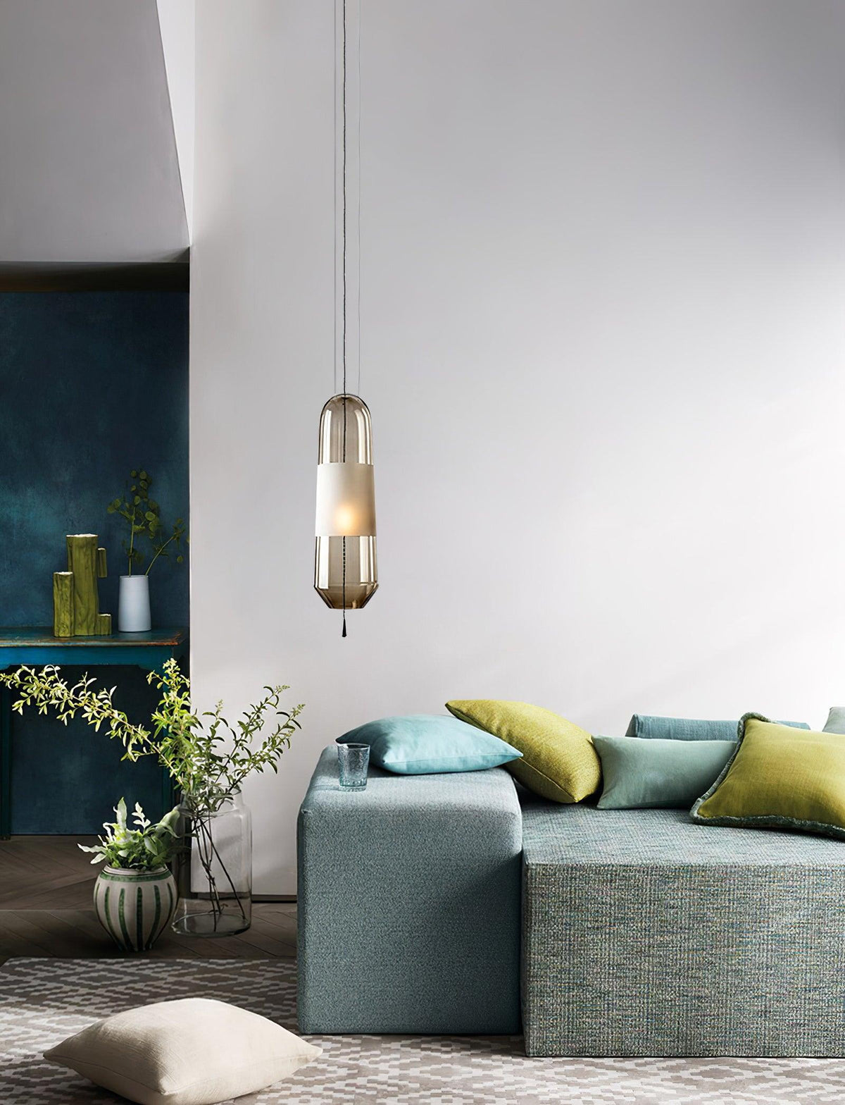 Lámpara colgante con pantalla de cristal, casquillo E14, para iluminación de isla de cocina y comedor, 5 pulgadas de ancho, cable ajustable de 15 pulgadas de caída | Thomler
