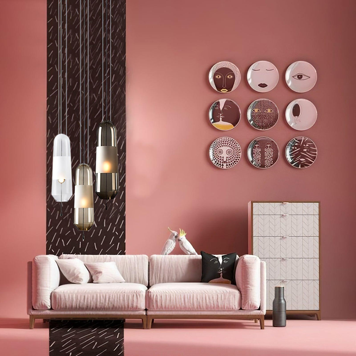 Lámpara colgante con pantalla de cristal, casquillo E14, para iluminación de isla de cocina y comedor, 5 pulgadas de ancho, cable ajustable de 15 pulgadas de caída | Thomler