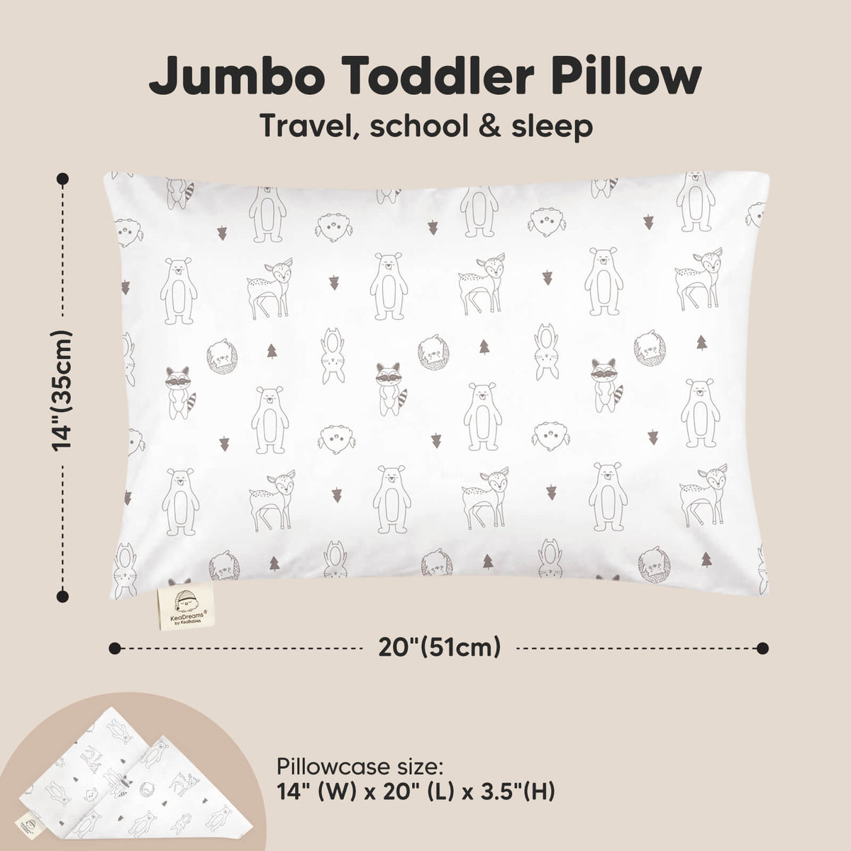 Jumbo Toddler Pillow with Pillowcase
