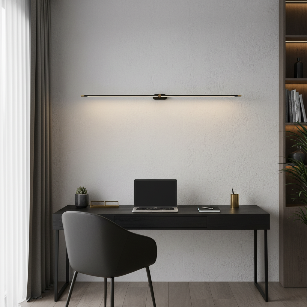 Metal Picture Light with Integrated LED 27-Inch to 50-Inch Artwork Accent Fixture Warm Glow for Gallery Walls & Hallways Modern Slim Profile | Thomler