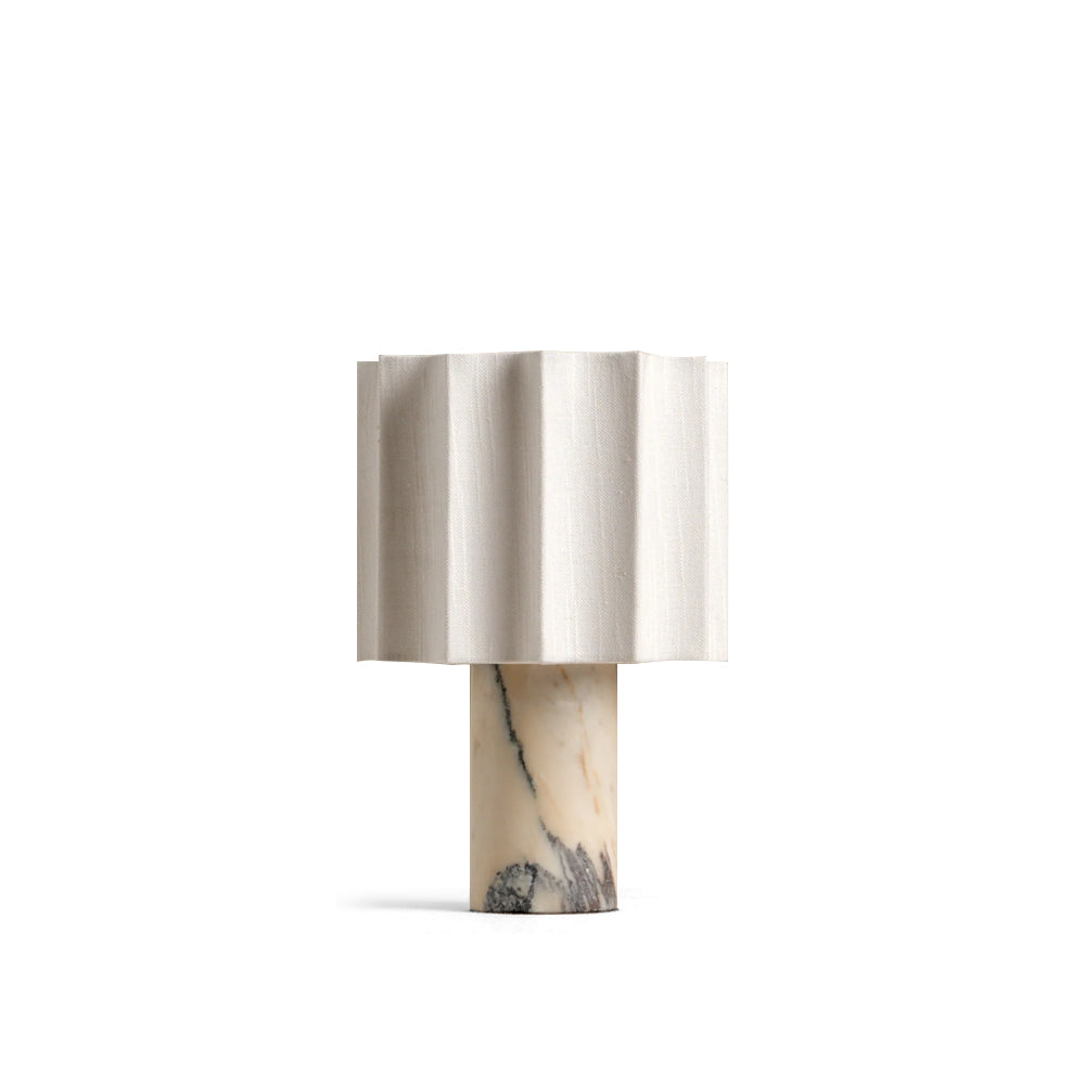 Cordless Marble Accent Lamp with Rechargeable Battery 11-Inch Tall White Beige Fabric Shade LED Desk Light for Bedroom Office Nightstand Por | Thomler