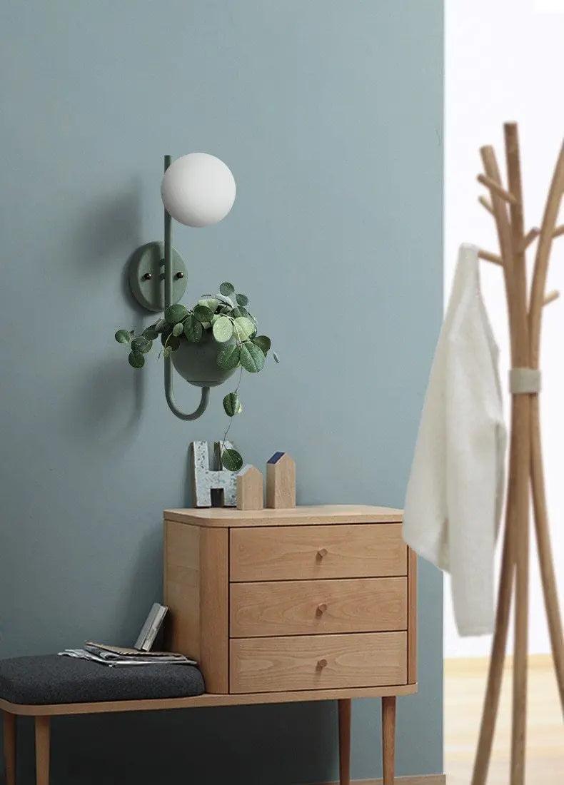 Wandlamp met ingebouwde plantenbak en ledverlichting voor slaapkamer-, woonkamer- of haldecoratie | Modern minimalistisch ontwerp voor kamerplanten | Thomler