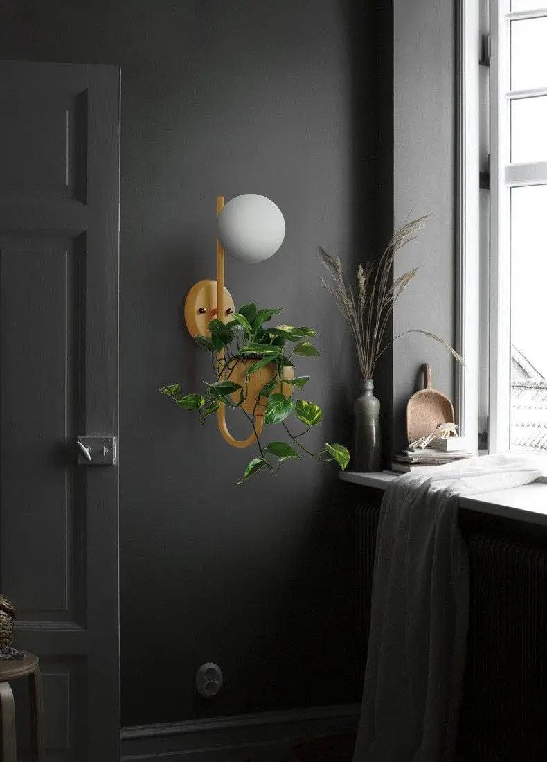 Wandlamp met ingebouwde plantenbak en ledverlichting voor slaapkamer-, woonkamer- of haldecoratie | Modern minimalistisch ontwerp voor kamerplanten | Thomler