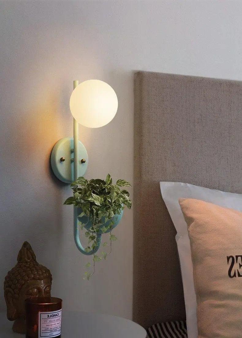 Wandlamp met ingebouwde plantenbak en ledverlichting voor slaapkamer-, woonkamer- of haldecoratie | Modern minimalistisch ontwerp voor kamerplanten | Thomler