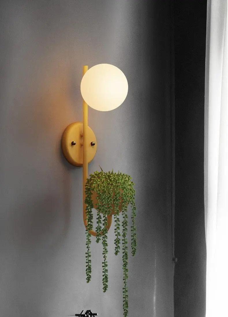 Wandlamp met ingebouwde plantenbak en ledverlichting voor slaapkamer-, woonkamer- of haldecoratie | Modern minimalistisch ontwerp voor kamerplanten | Thomler