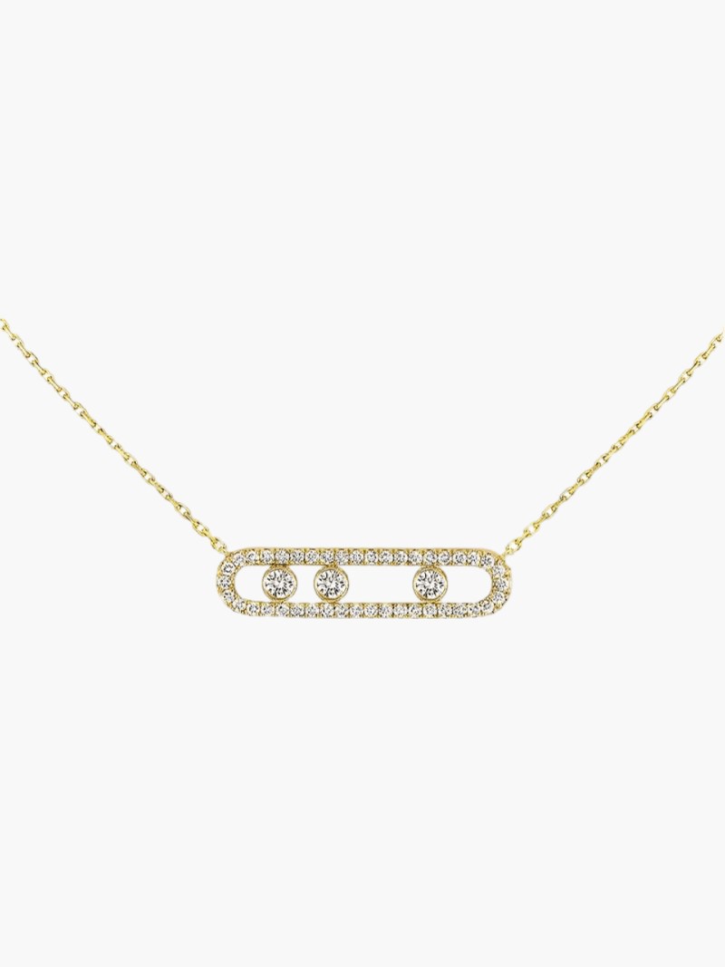 Dancing Diamond Pendant Necklace Adjustable Chain 16-18 Inches Gold Silver Rose Gold Plated Steel Delicate Everyday Jewelry for Women | Thomler