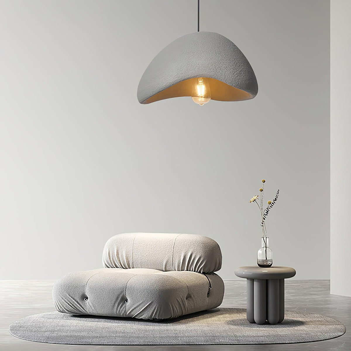 Lámpara de techo colgante esférica con altura ajustable para isla de cocina, comedor y dormitorio | Gris blanco, compatible con LED, para interiores