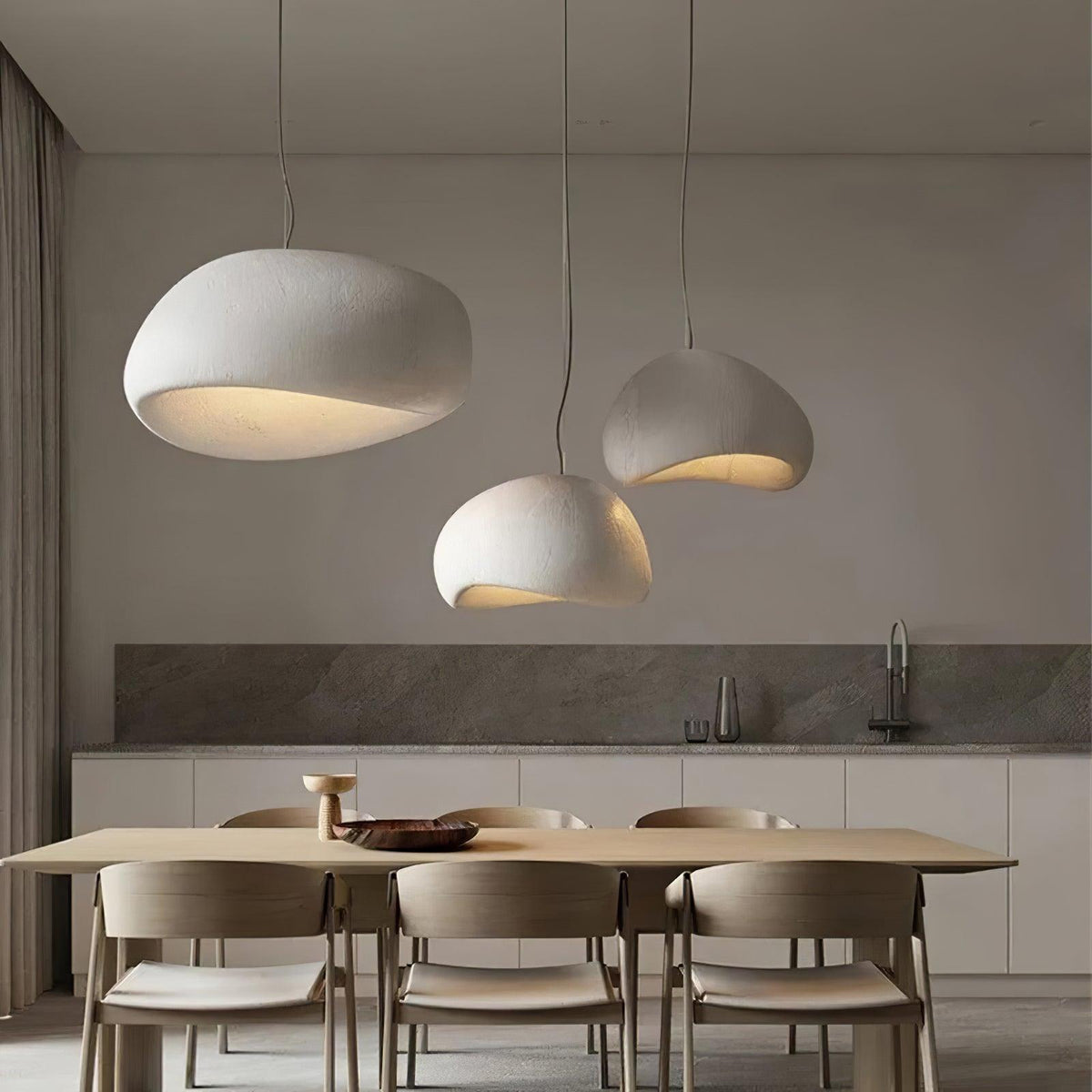 Lámpara de techo colgante esférica con altura ajustable para isla de cocina, comedor y dormitorio | Gris blanco, compatible con LED, para interiores