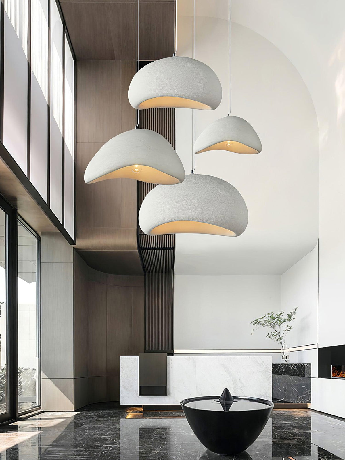 Lámpara de techo colgante esférica con altura ajustable para isla de cocina, comedor y dormitorio | Gris blanco, compatible con LED, para interiores