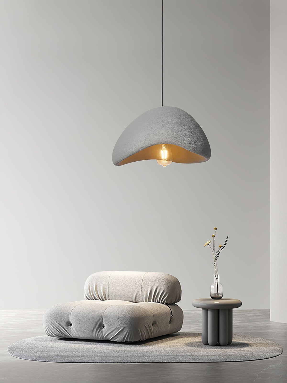Lámpara de techo colgante esférica con altura ajustable para isla de cocina, comedor y dormitorio | Gris blanco, compatible con LED, para interiores