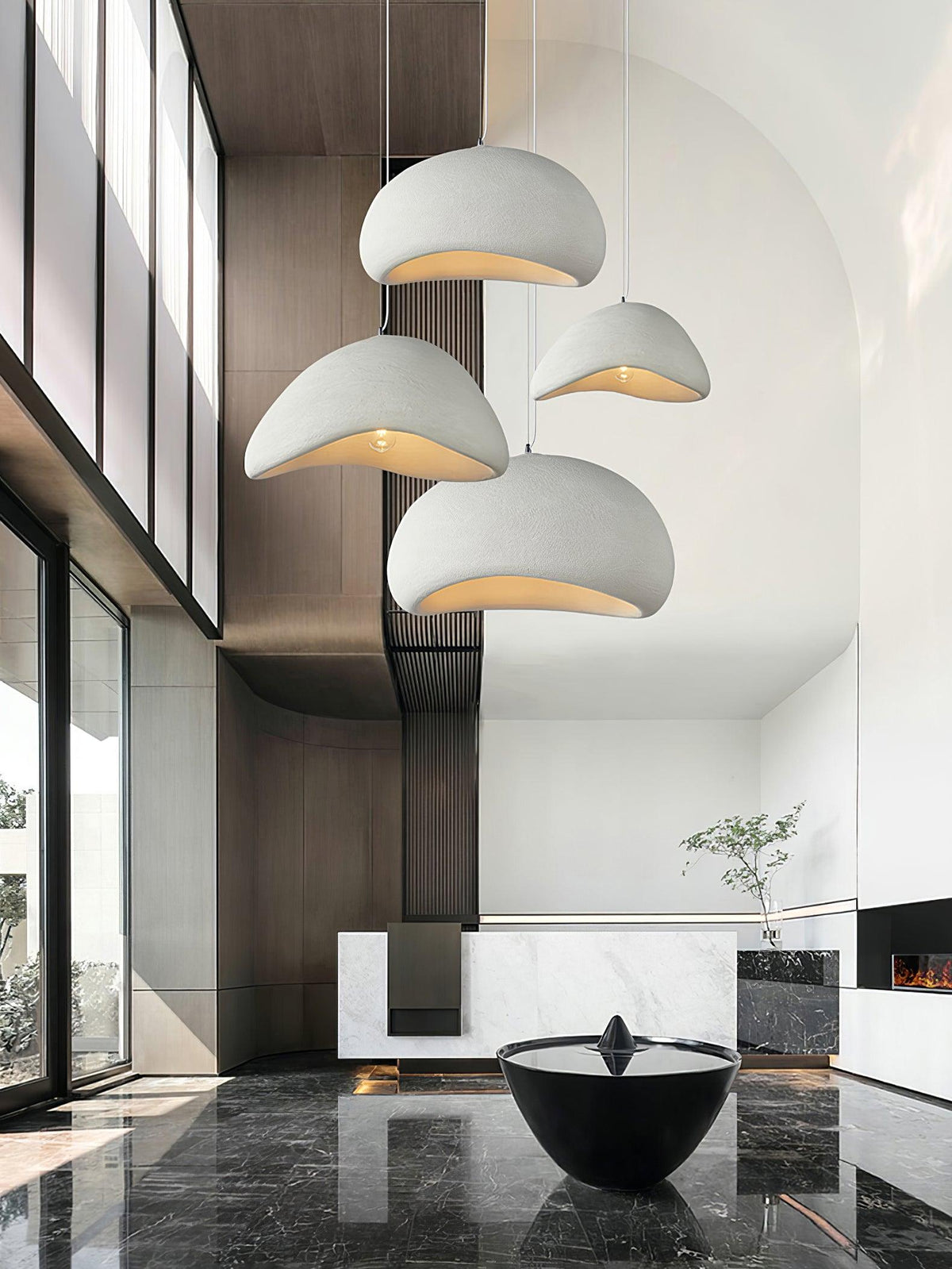 Lámpara de techo colgante esférica con altura ajustable para isla de cocina, comedor y dormitorio | Gris blanco, compatible con LED, para interiores