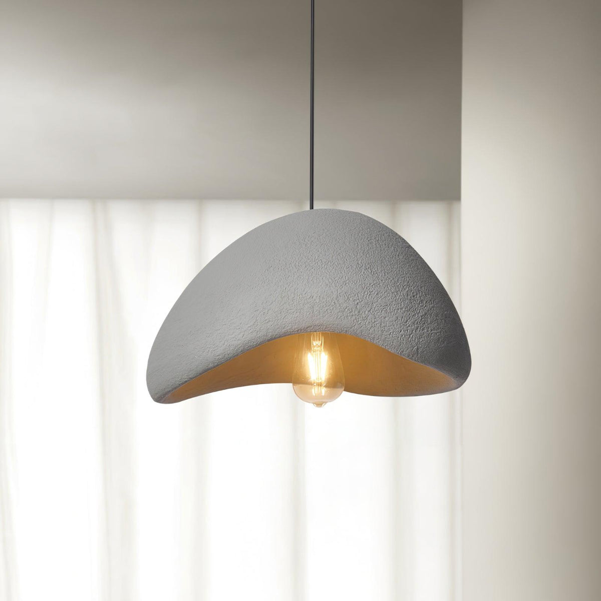Lámpara de techo colgante esférica con altura ajustable para isla de cocina, comedor y dormitorio | Gris blanco, compatible con LED, para interiores