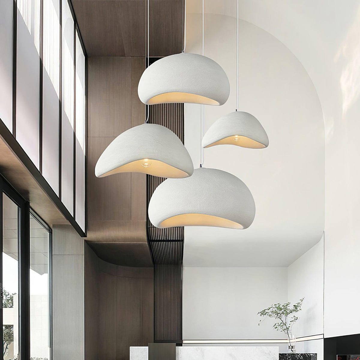 Lámpara de techo colgante esférica con altura ajustable para isla de cocina, comedor y dormitorio | Gris blanco, compatible con LED, para interiores