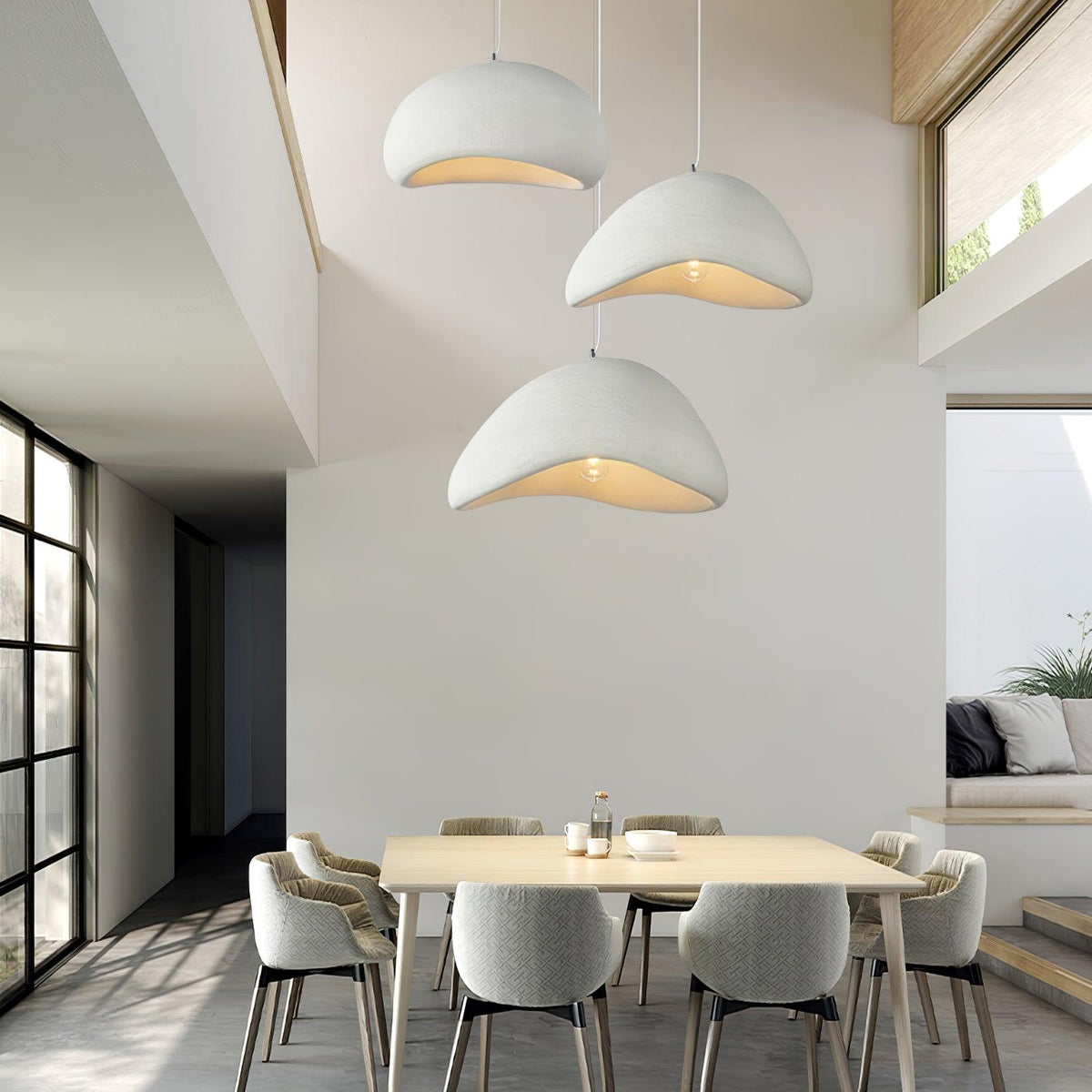 Lámpara de techo colgante esférica con altura ajustable para isla de cocina, comedor y dormitorio | Gris blanco, compatible con LED, para interiores