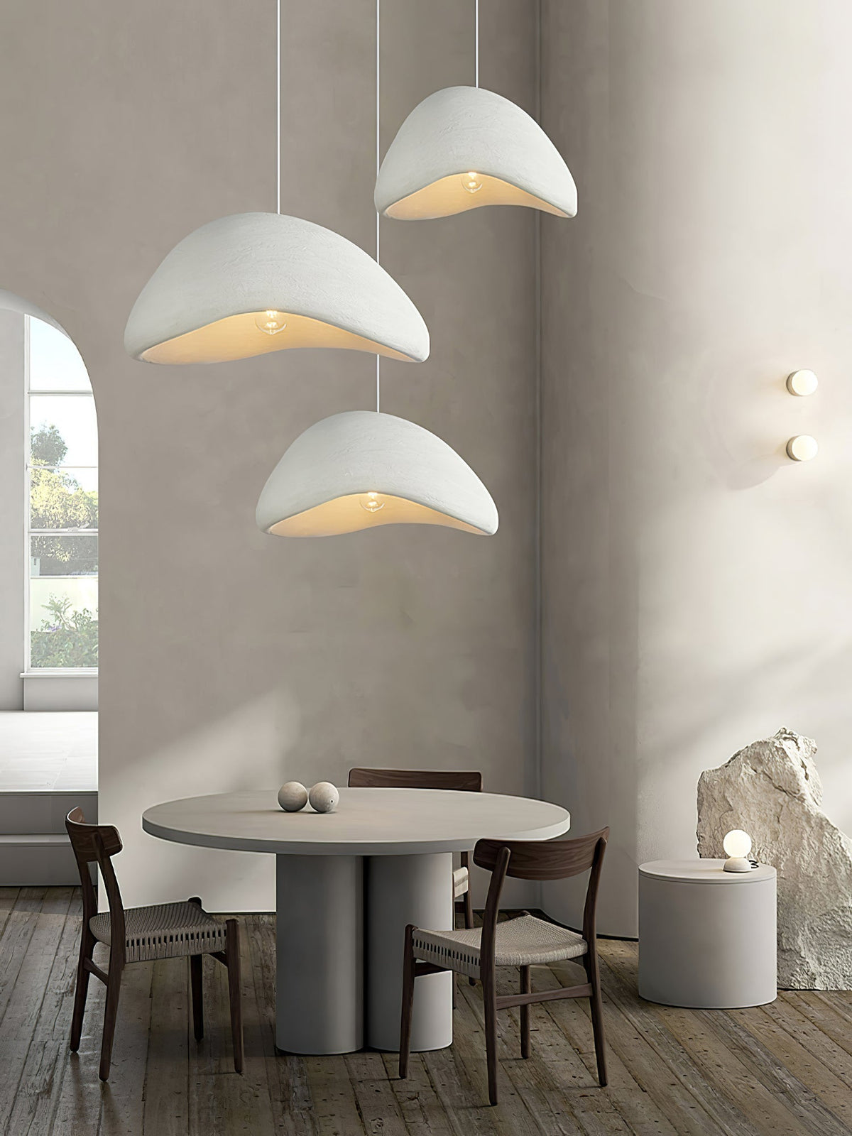 Lámpara de techo colgante esférica con altura ajustable para isla de cocina, comedor y dormitorio | Gris blanco, compatible con LED, para interiores