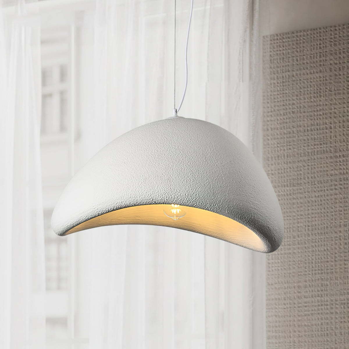 Lámpara de techo colgante esférica con altura ajustable para isla de cocina, comedor y dormitorio | Gris blanco, compatible con LED, para interiores