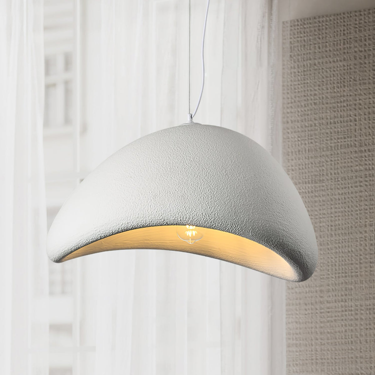 Lámpara de techo colgante esférica con altura ajustable para isla de cocina, comedor y dormitorio | Gris blanco, compatible con LED, para interiores