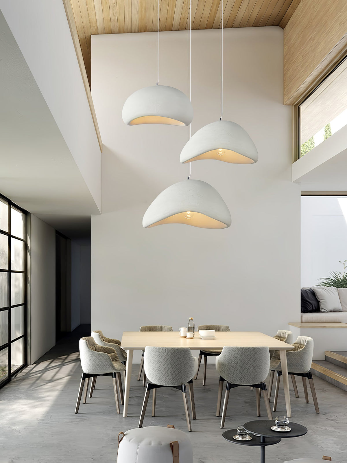 Lámpara de techo colgante esférica con altura ajustable para isla de cocina, comedor y dormitorio | Gris blanco, compatible con LED, para interiores