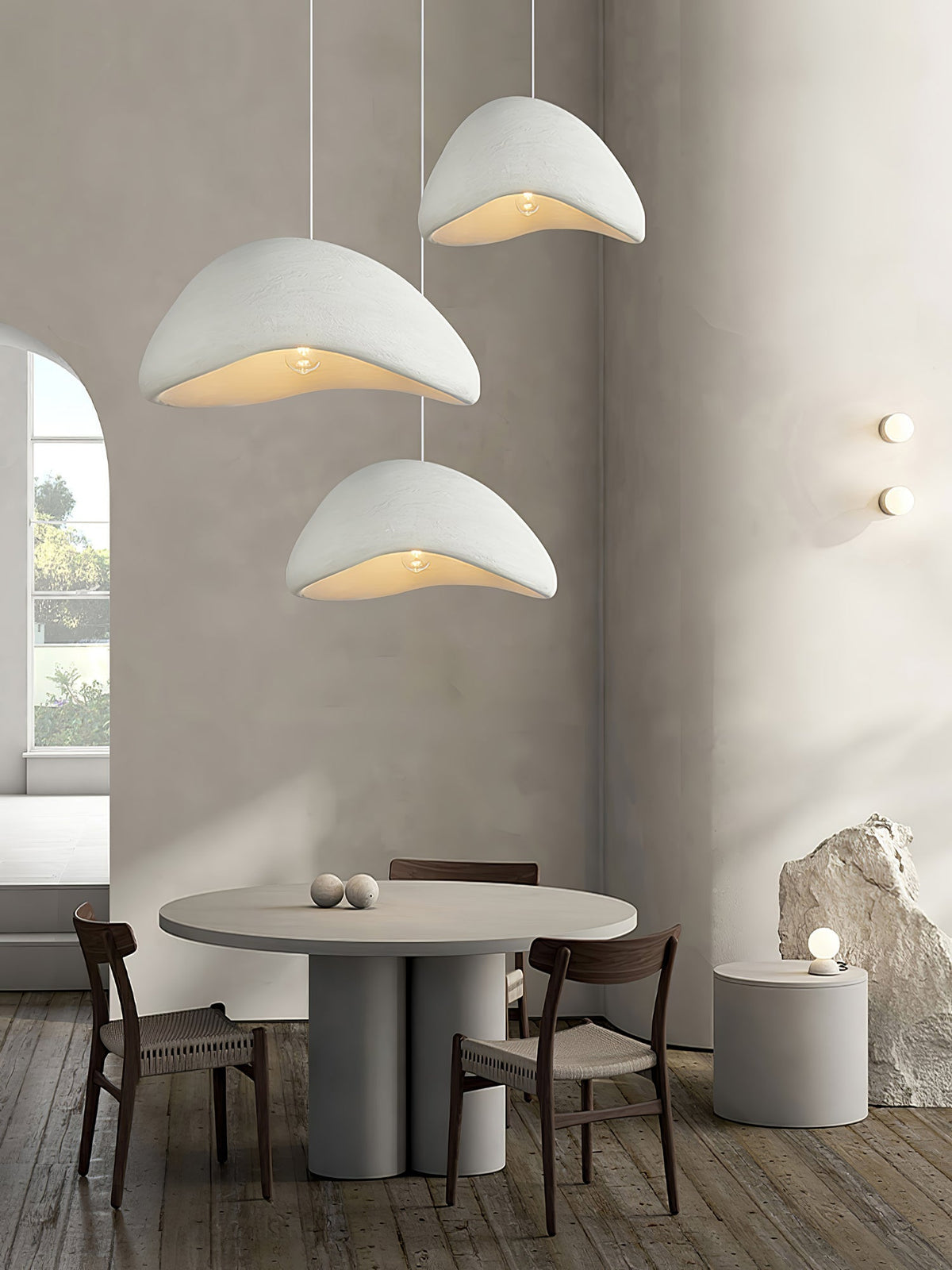 Lámpara de techo colgante esférica con altura ajustable para isla de cocina, comedor y dormitorio | Gris blanco, compatible con LED, para interiores