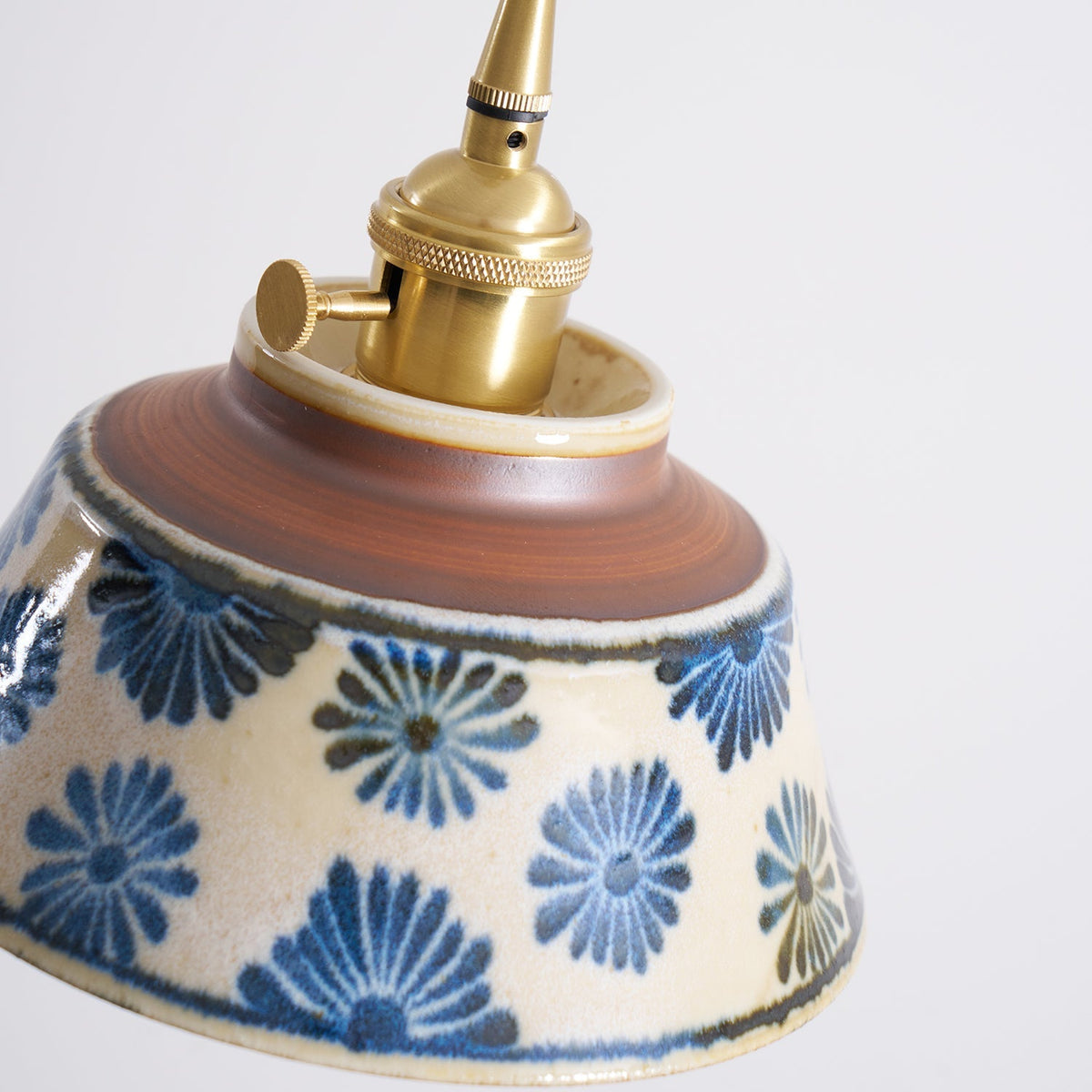 Handcrafted Ceramic Hanging Light with Floral Pattern 7 Inch Adjustable Overhead Fixture for Kitchen Island Dining Table Breakfast Nook Bras | Thomler