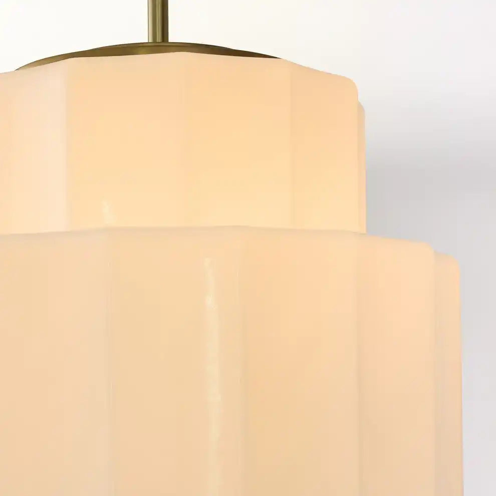 Opal Glass Hanging Light Fixture 16 in Warm Brass Finish Adjustable Ceiling Lamp for Kitchen Island Entryway Bedroom | Thomler