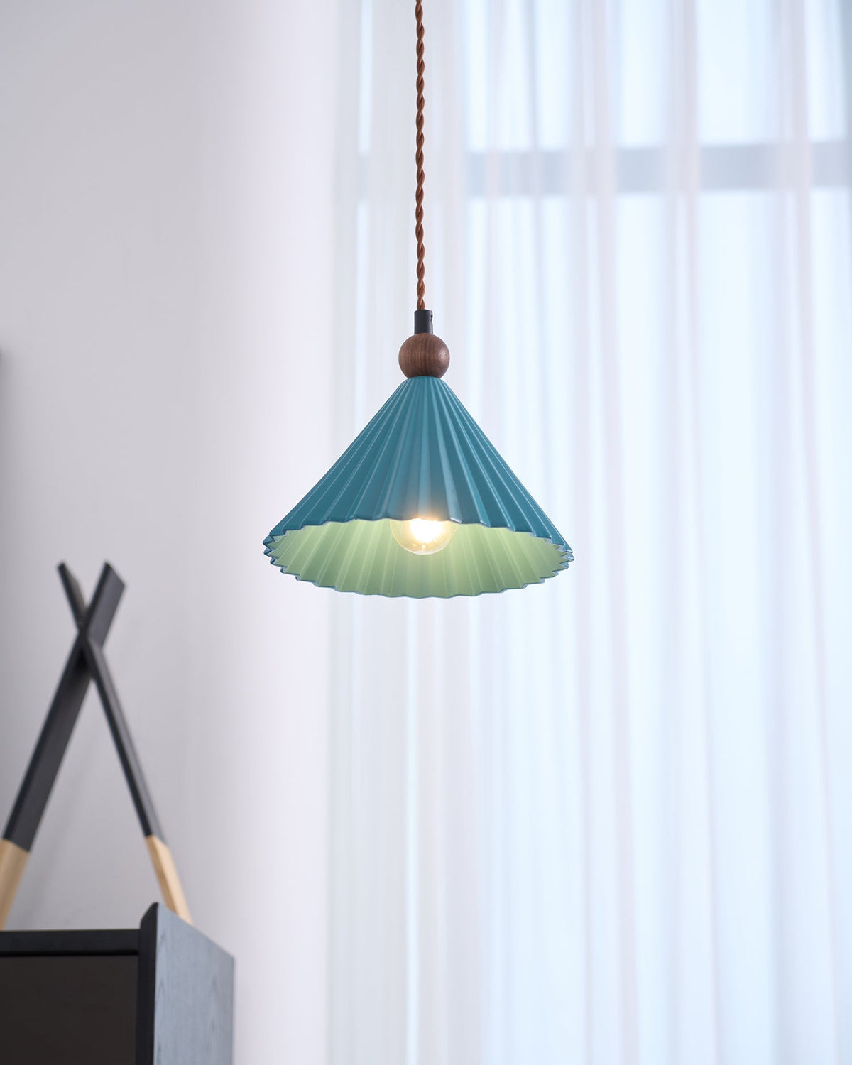 Ceramic Overhead Fixture 7.8 Inch Blue Adjustable Height Hardwired E14 Socket for Kitchen Island Dining Room Breakfast Nook Modern Minimalis | Thomler