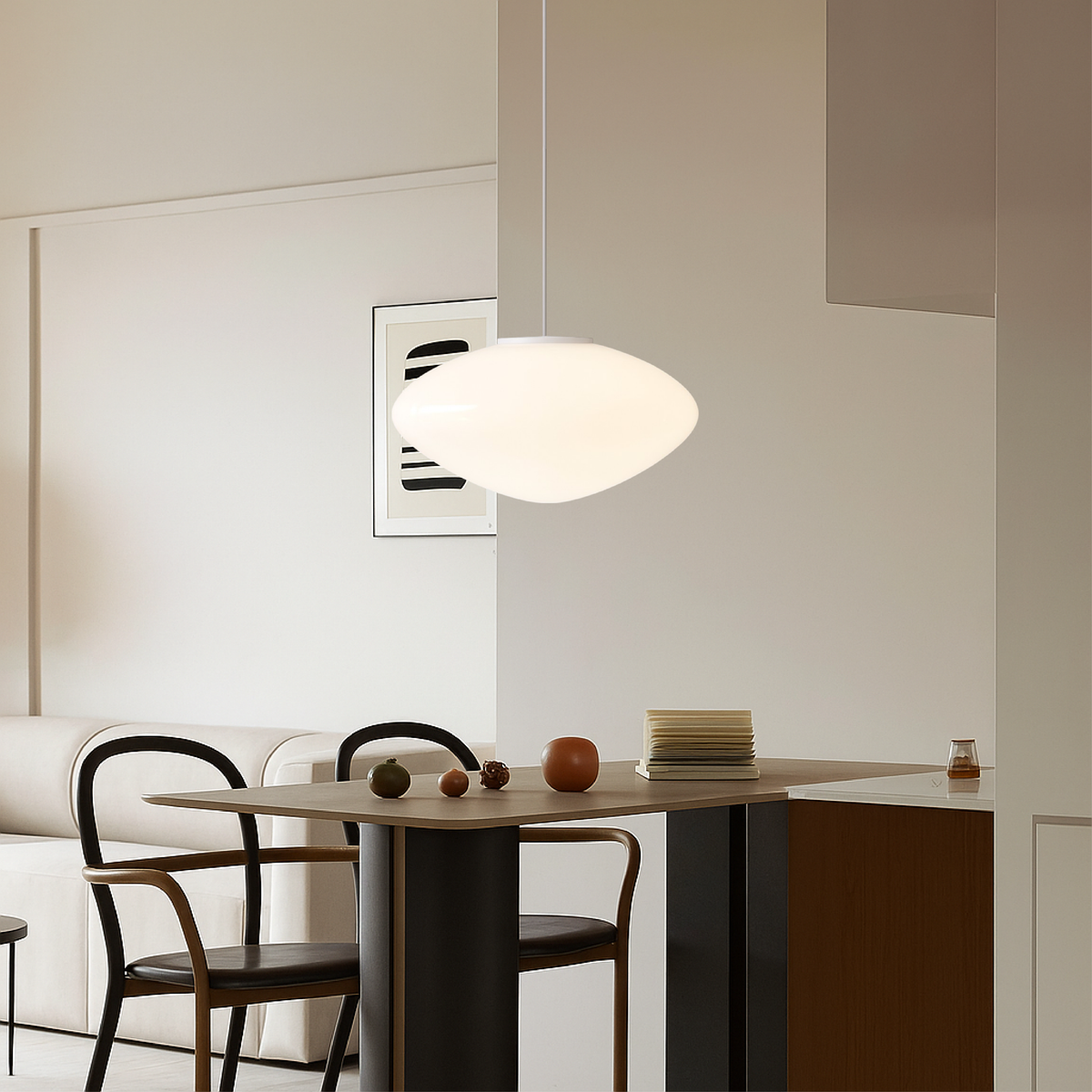 LED-Glaskugel-Hängeleuchte, höhenverstellbar, weißer Schirm für Kücheninsel, Esszimmer, Deckenmontage, E27-Fassung, modern, minimalistisch | Thomler