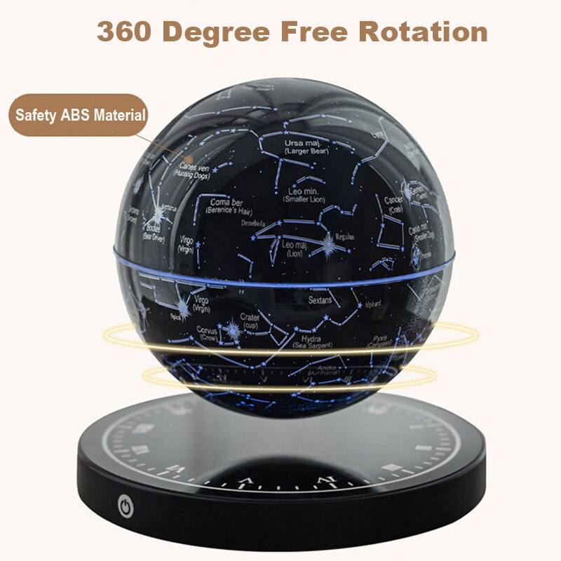 Magnetische zwevende wereldbol met nachtlampje en 360° draaibare sterrenkaart-bol voor slaapkamer, kantoor, woonkamer en bureau-decoratie | Thomler