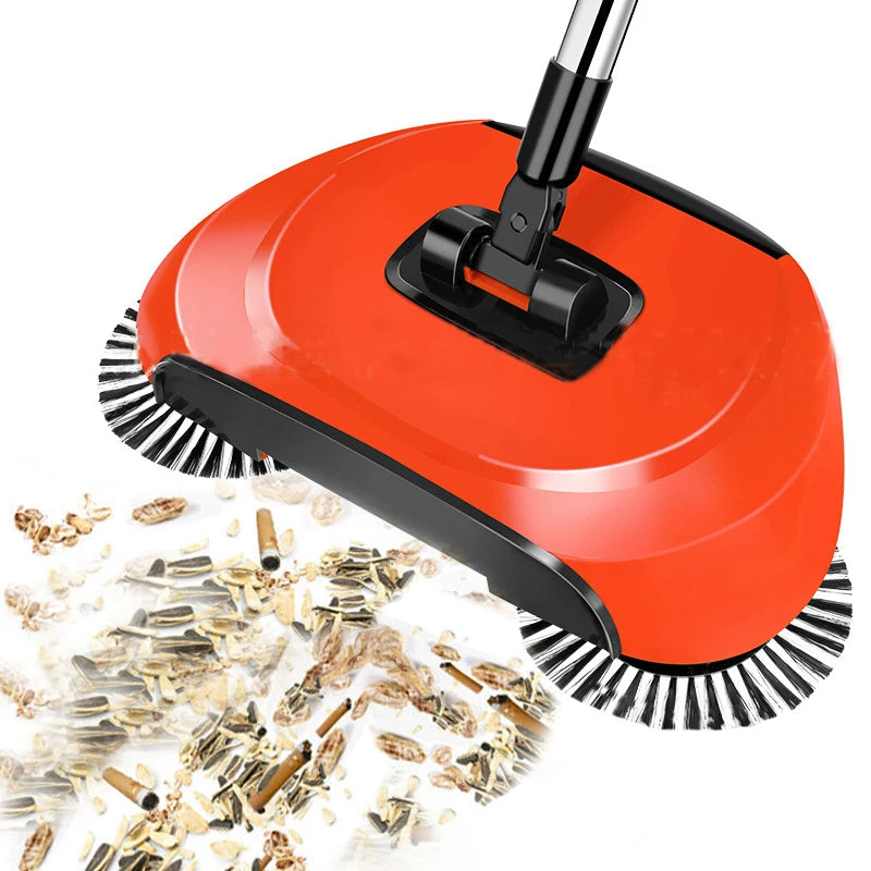 Handmatige 2-in-1 bezem met roterende borstel