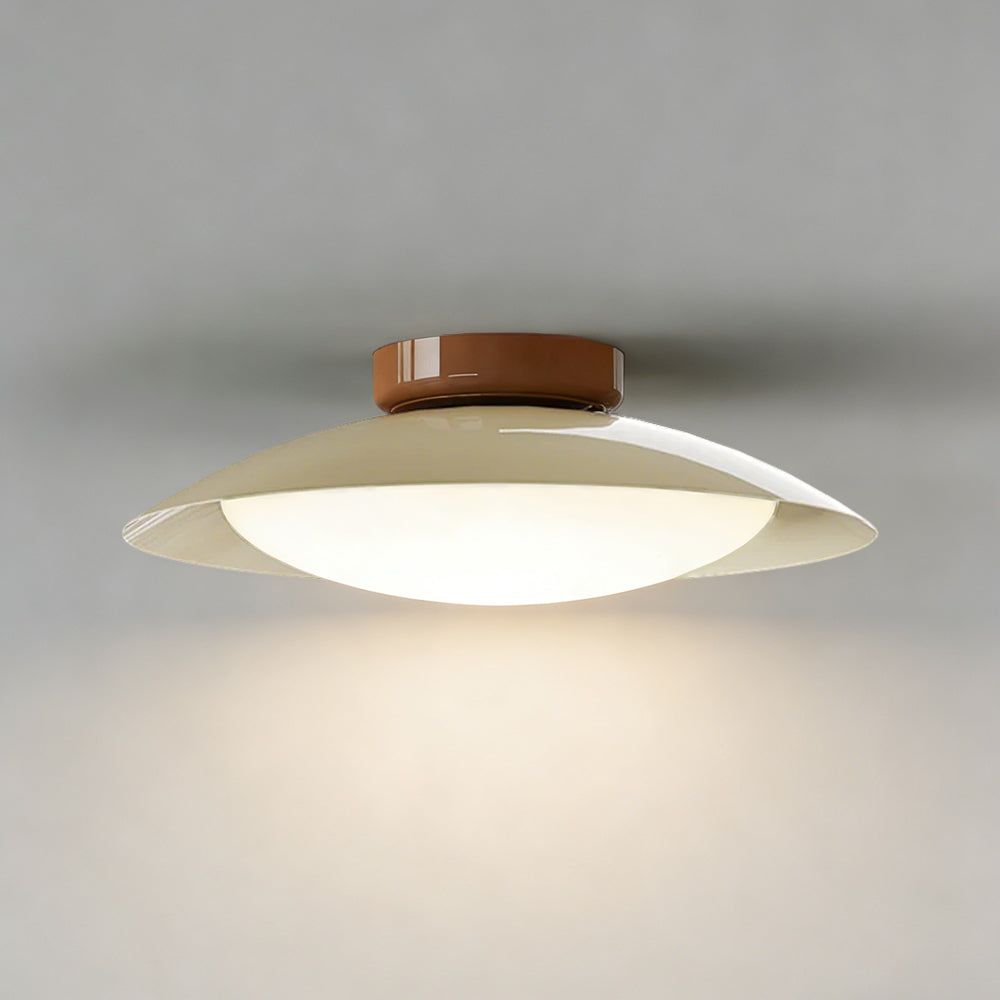 Flush Mount LED Fixture Metal Shell 18-Inch Green Brown Finish for Bedroom Living Room Dining Room Hallway Modern Retro Ambience Lighting | Thomler