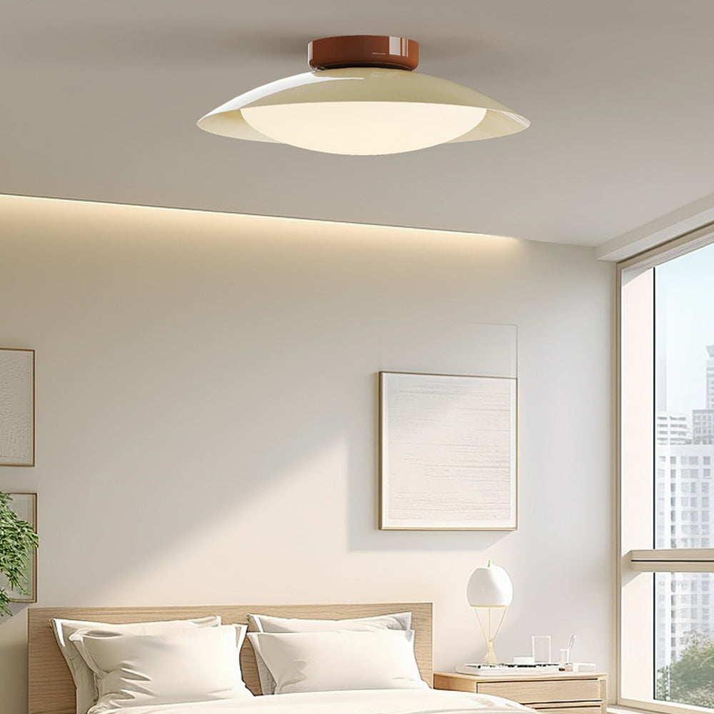 Flush Mount LED Fixture Metal Shell 18-Inch Green Brown Finish for Bedroom Living Room Dining Room Hallway Modern Retro Ambience Lighting | Thomler