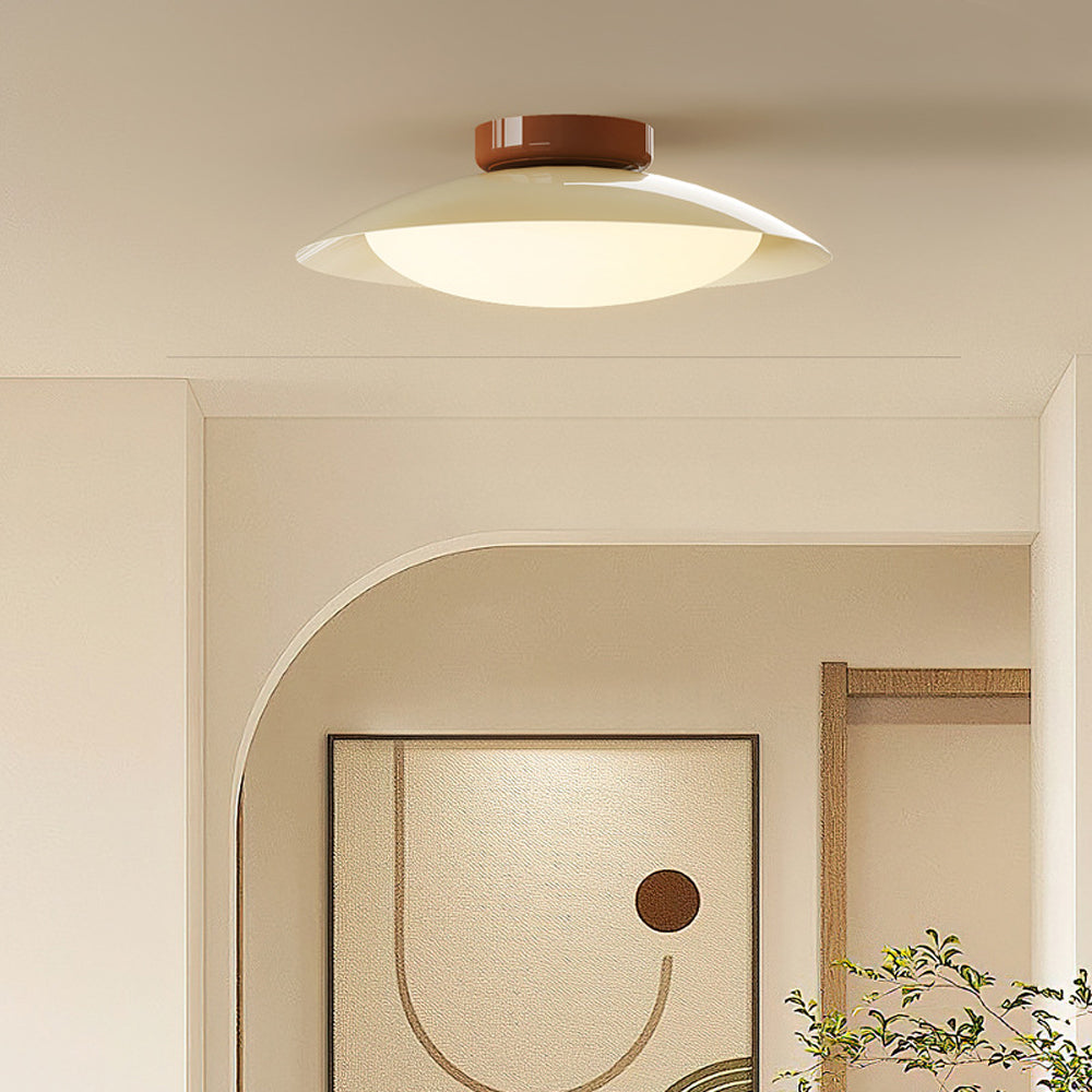 Flush Mount LED Fixture Metal Shell 18-Inch Green Brown Finish for Bedroom Living Room Dining Room Hallway Modern Retro Ambience Lighting | Thomler