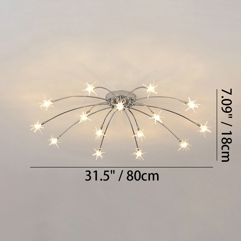 Semi-Flush LED Overhead Light Metal Glass 24-45 inch Diameter Adjustable Brightness Dining Room Living Room Bedroom Contemporary Home Ceilin | Thomler