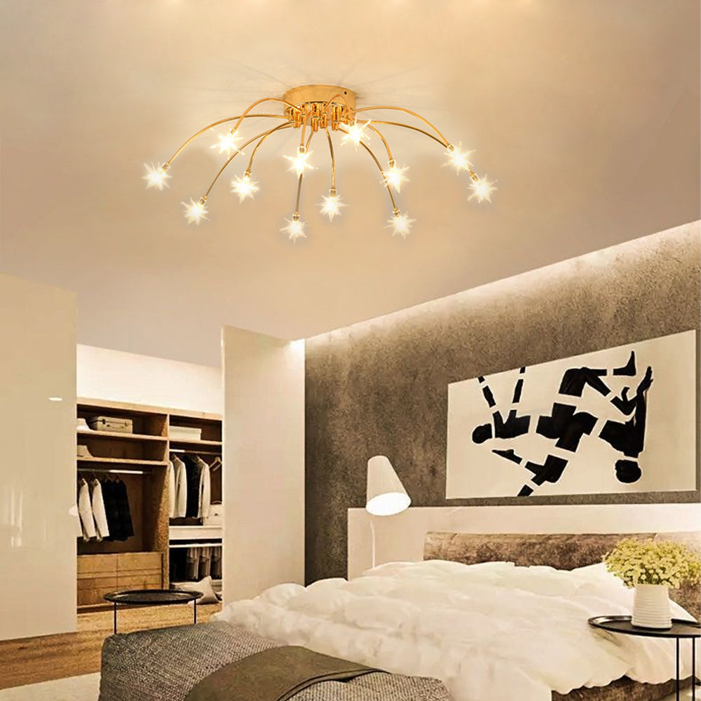 Semi Flush Mount Ceiling Light 24 Inch Glass & Metal LED Fixture for Bedroom Dining Room Contemporary Home Lighting | Thomler
