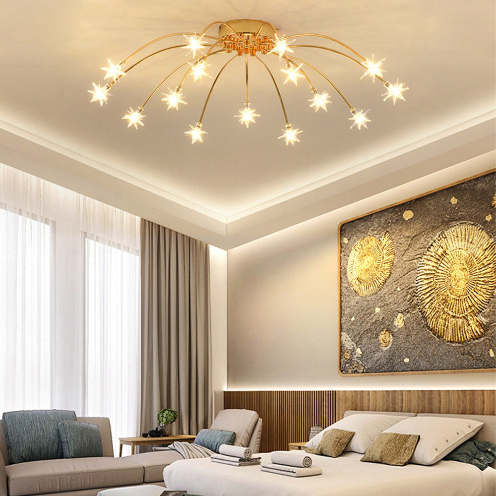 Semi-Flush LED Overhead Light Metal Glass 24-45 inch Diameter Adjustable Brightness Dining Room Living Room Bedroom Contemporary Home Ceilin | Thomler