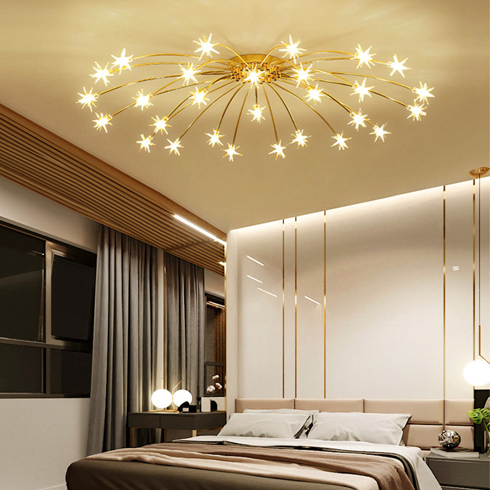 Semi-Flush LED Overhead Light Metal Glass 24-45 inch Diameter Adjustable Brightness Dining Room Living Room Bedroom Contemporary Home Ceilin | Thomler