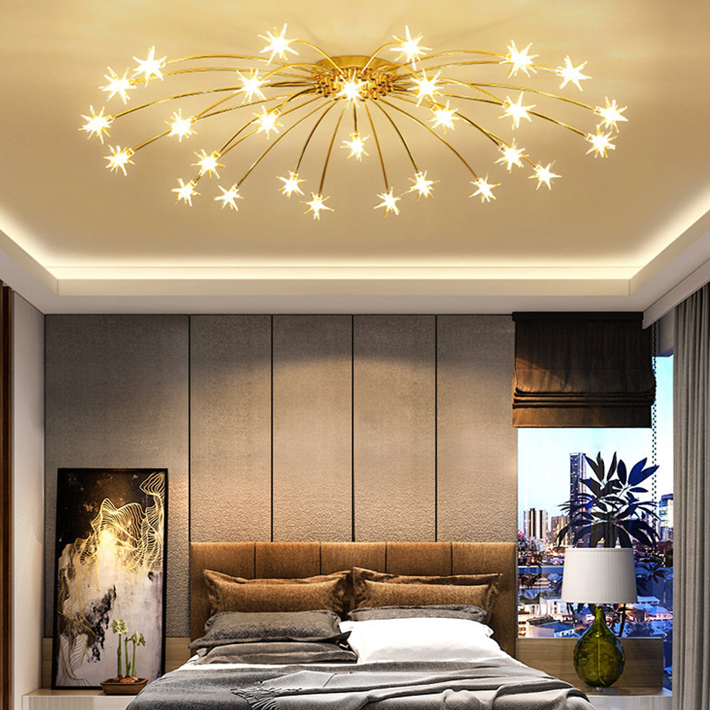 Semi-Flush LED Overhead Light Metal Glass 24-45 inch Diameter Adjustable Brightness Dining Room Living Room Bedroom Contemporary Home Ceilin | Thomler