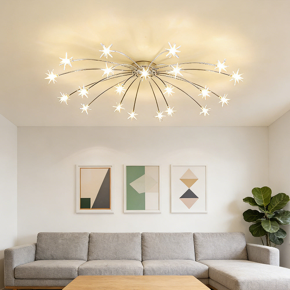 Semi-Flush LED Overhead Light Metal Glass 24-45 inch Diameter Adjustable Brightness Dining Room Living Room Bedroom Contemporary Home Ceilin | Thomler