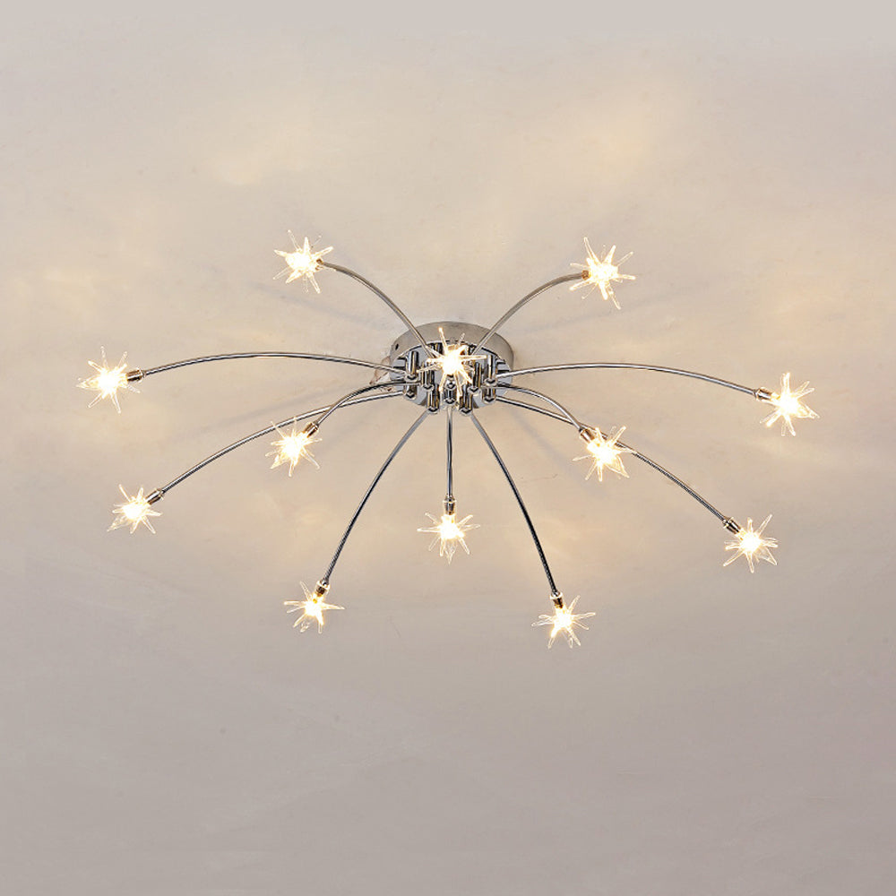 Semi Flush Mount Ceiling Light 24 Inch Glass & Metal LED Fixture for Bedroom Dining Room Contemporary Home Lighting | Thomler