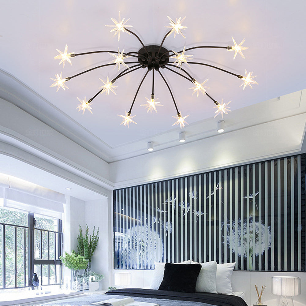 Semi Flush Mount Ceiling Light 24 Inch Glass & Metal LED Fixture for Bedroom Dining Room Contemporary Home Lighting | Thomler
