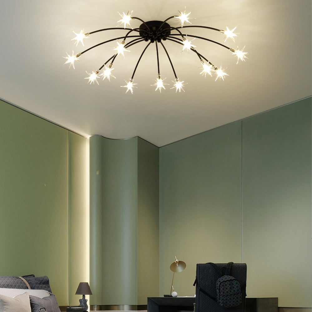 Semi-Flush LED Overhead Light Metal Glass 24-45 inch Diameter Adjustable Brightness Dining Room Living Room Bedroom Contemporary Home Ceilin | Thomler