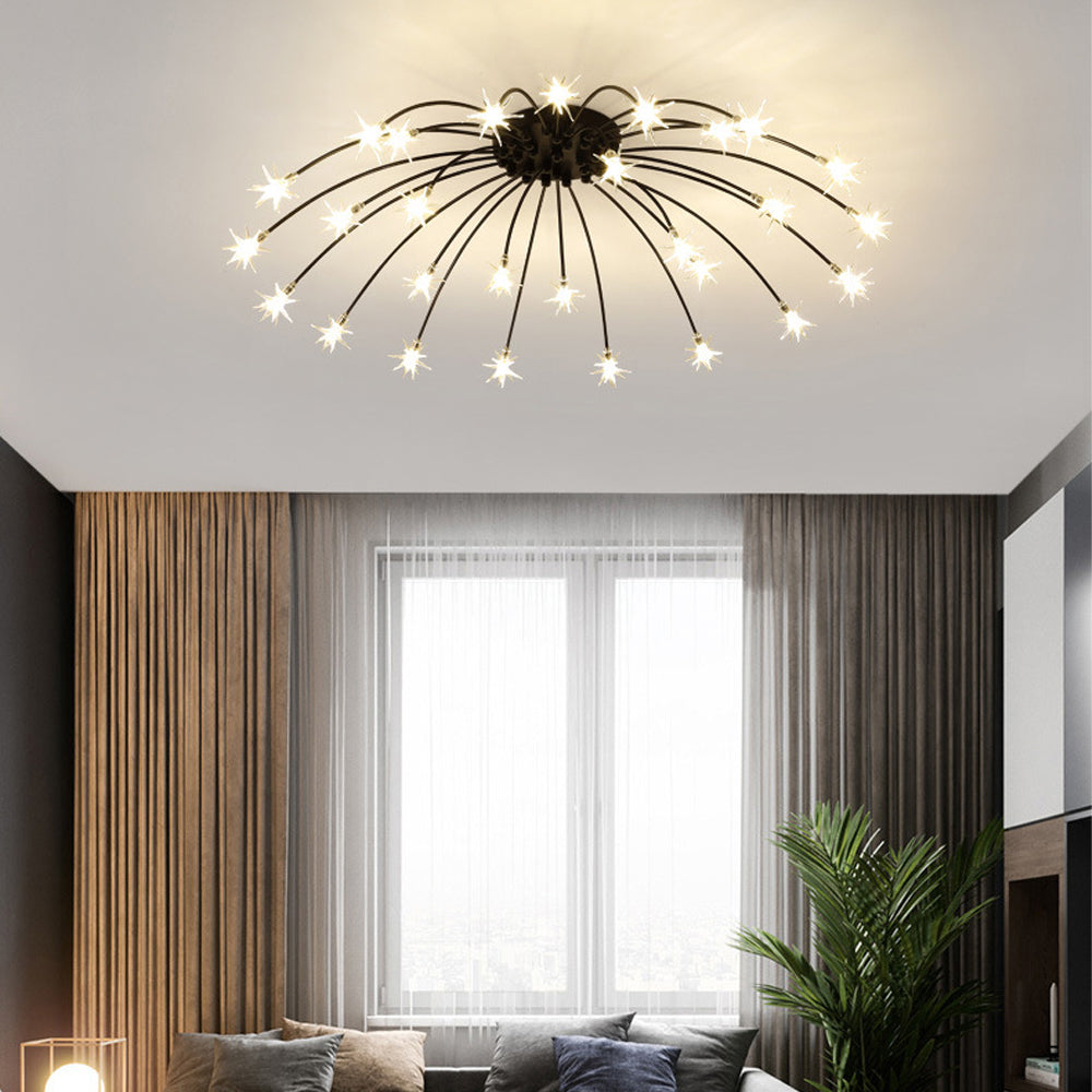 Semi Flush Mount Ceiling Light 24 Inch Glass & Metal LED Fixture for Bedroom Dining Room Contemporary Home Lighting | Thomler