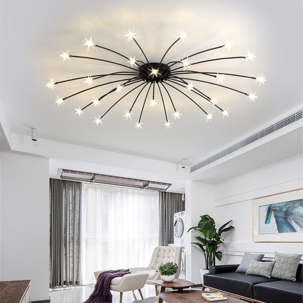 Semi Flush Mount Ceiling Light 24 Inch Glass & Metal LED Fixture for Bedroom Dining Room Contemporary Home Lighting | Thomler