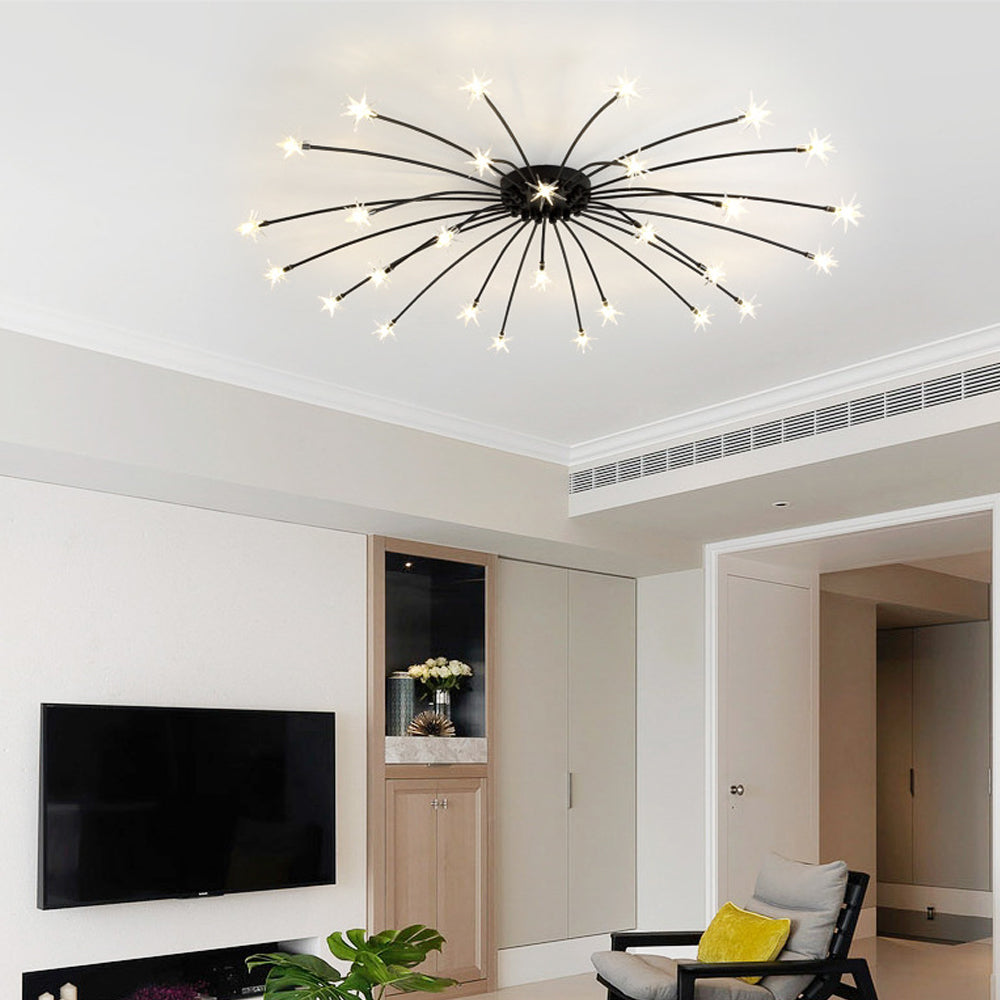 Semi-Flush LED Overhead Light Metal Glass 24-45 inch Diameter Adjustable Brightness Dining Room Living Room Bedroom Contemporary Home Ceilin | Thomler